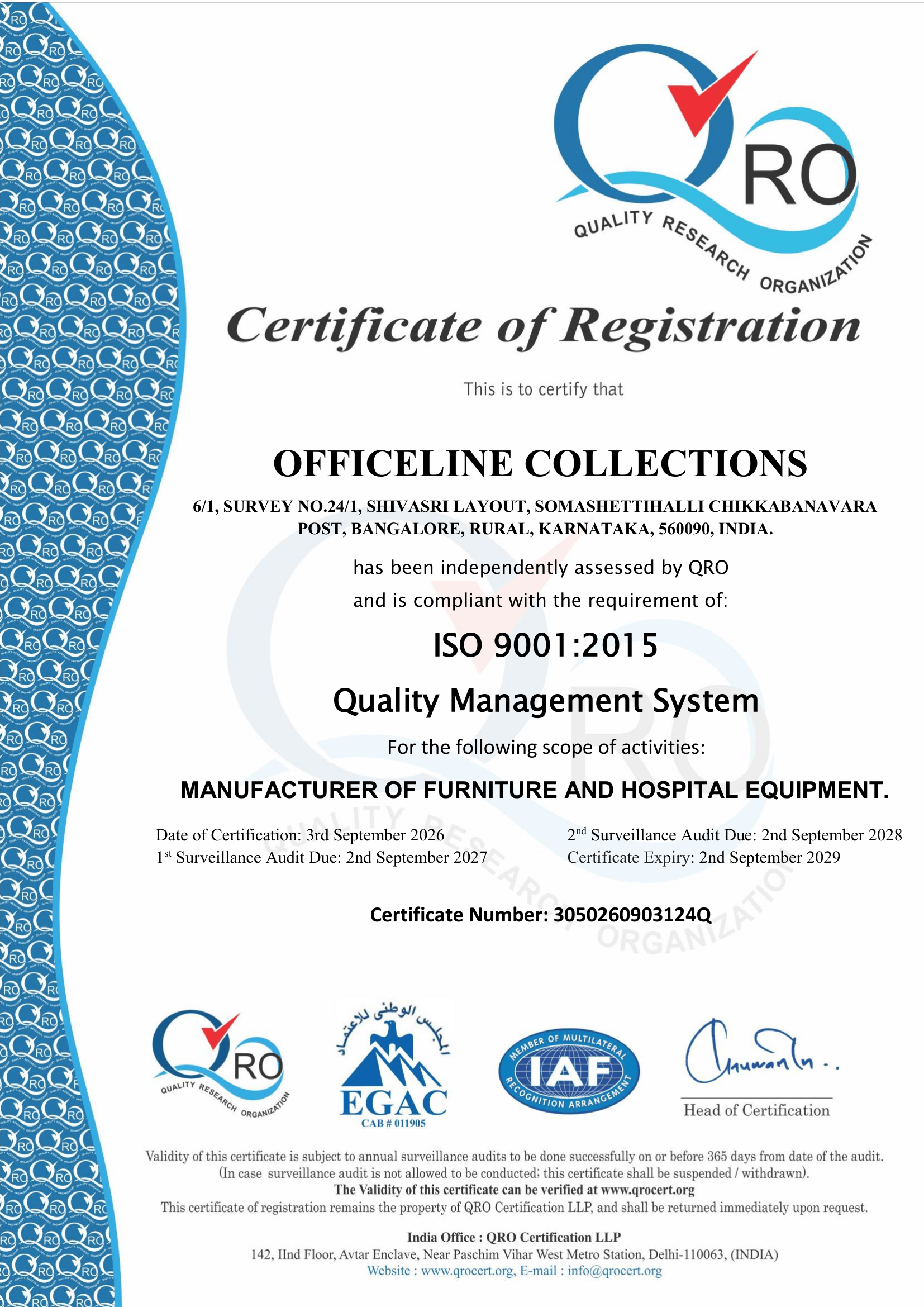 ISO 9001:2015 certificate